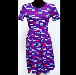 🏠 LuluRoe Purple Abstract Printed Dress Size Small